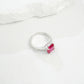S925 Sterling Silver Lab Ruby Cushion Pave Ring, for Women - Photo 4