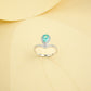 S925 Sterling Silver Paraiba Sapphire Teardrop Halo Ring, Designer Premium - Photo 2