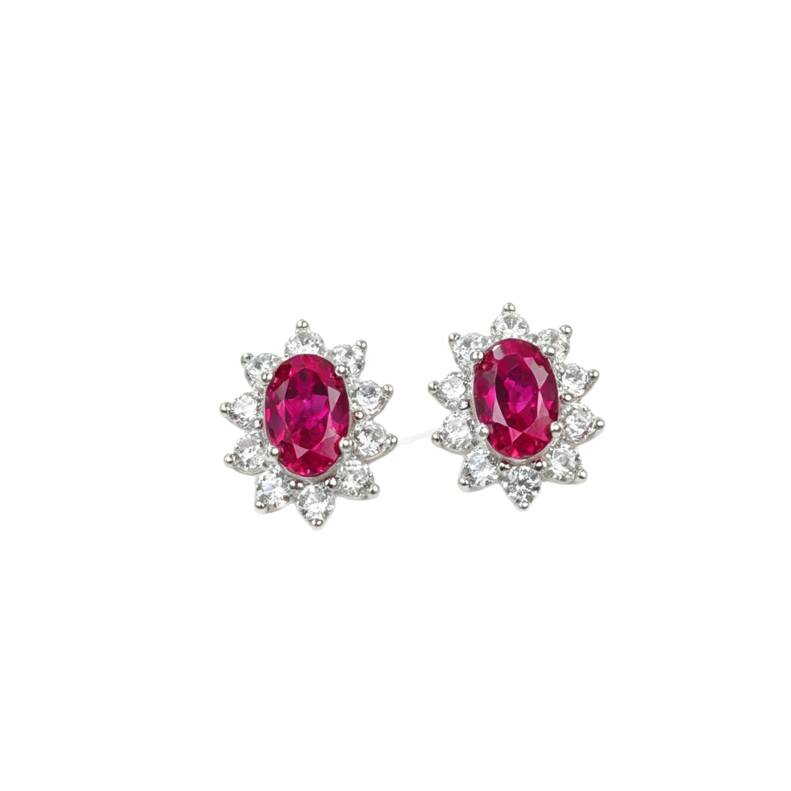 S925 Sterling Silver Lab Ruby Earrings, Vintage Unique for Women - Photo 5