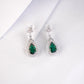 S925 Sterling Silver Lab Emerald Stud Earrings, Teardrop Sparkling Diamond - Photo 4