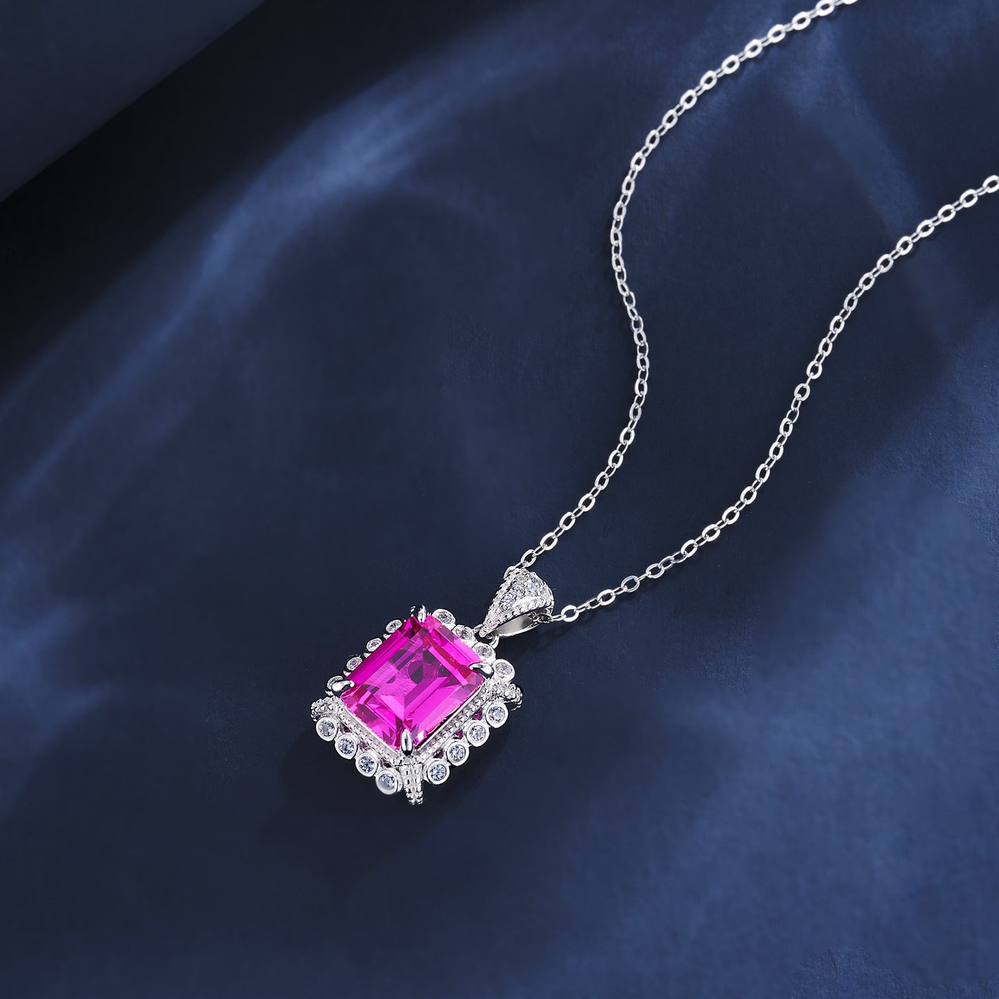 Lab-Created Ruby Necklace 925 Sterling Silver, Vintage Premium Elegant - Photo 4