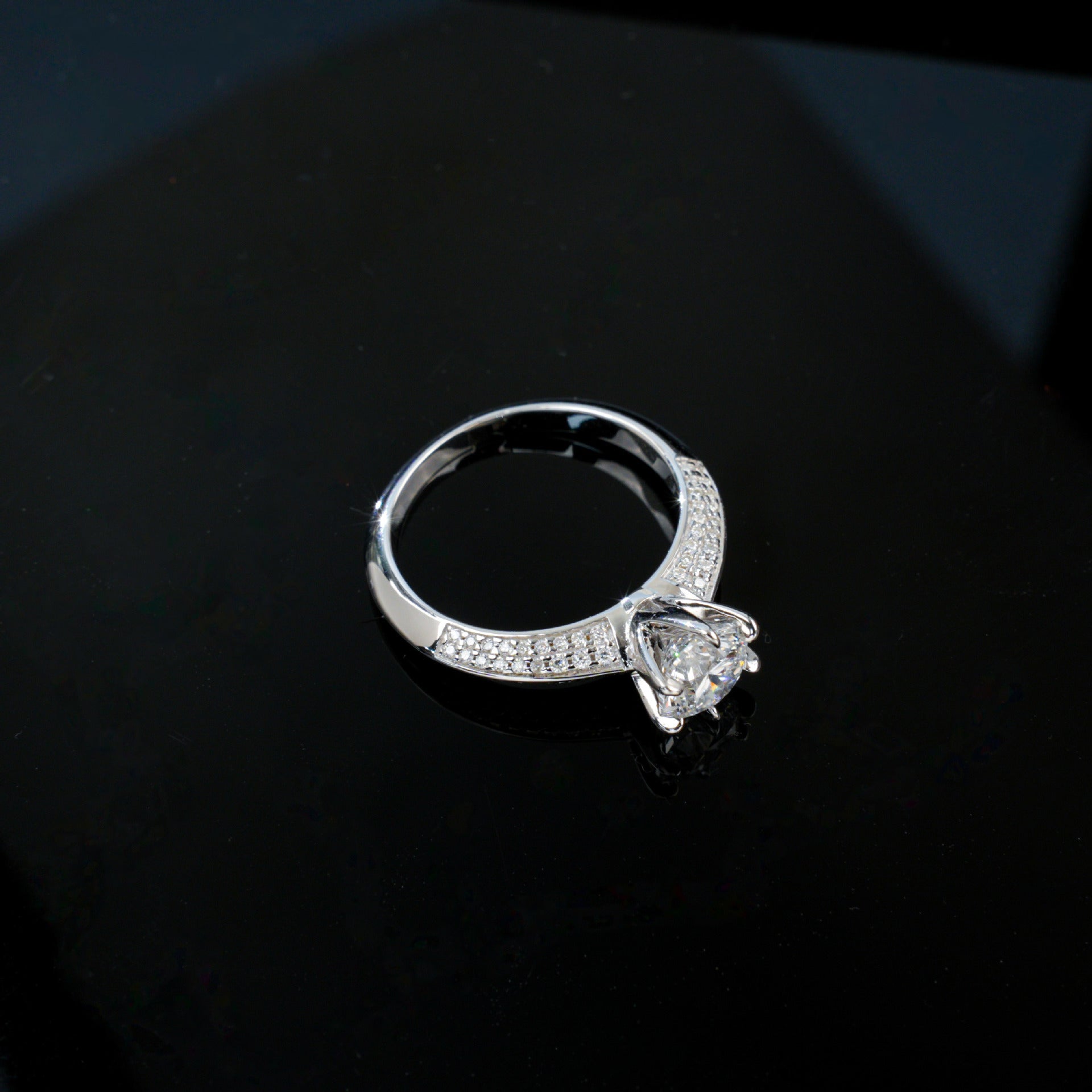 S925 Silver Classic 6-Claw Stone Ring, Birthday Gift Proposal - Photo 3