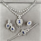 S925 Sterling Silver Royal Blue Lab Sapphire Vintage Pave Necklace Jewellery Set (3-Piece), Premium - Photo 4