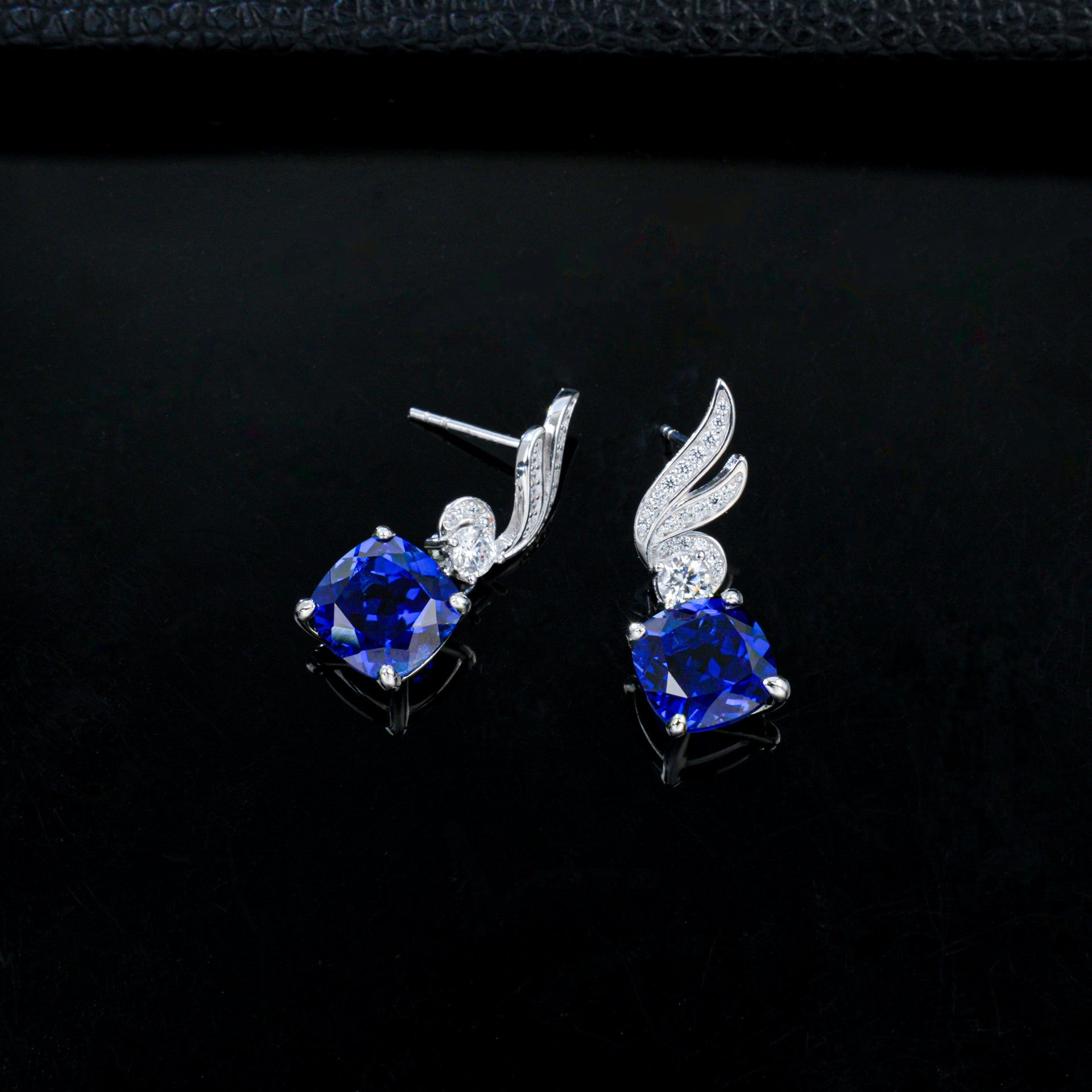 925 Sterling Silver Lab Sapphire Earrings for Women, Zircon Drop Elegant - Photo 3