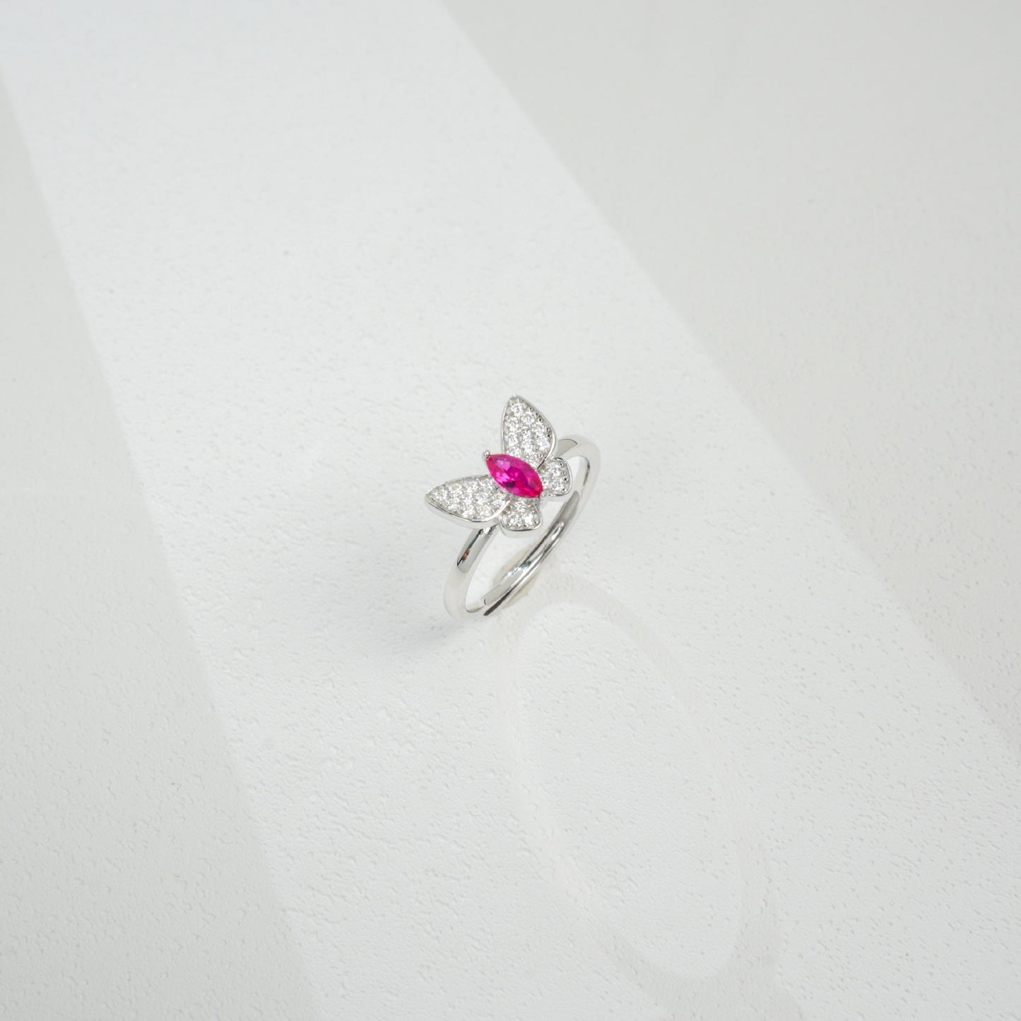 S925 Sterling Silver Butterfly Gemstone Pave Open Ring, Premium for Women - Photo 4