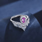 S925 Sterling Silver Lab coloured Gemstone Teardrop Crown Ring, Crown Proposal Birthday - Photo 2