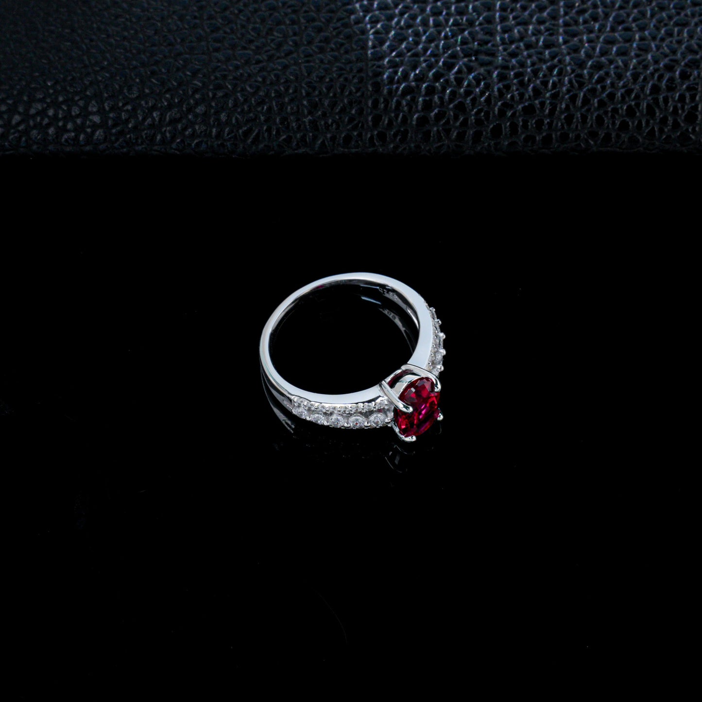 925 Sterling Silver Ruby Jewellery Set (Ring, Necklace, Earrings), Premium - Photo 3