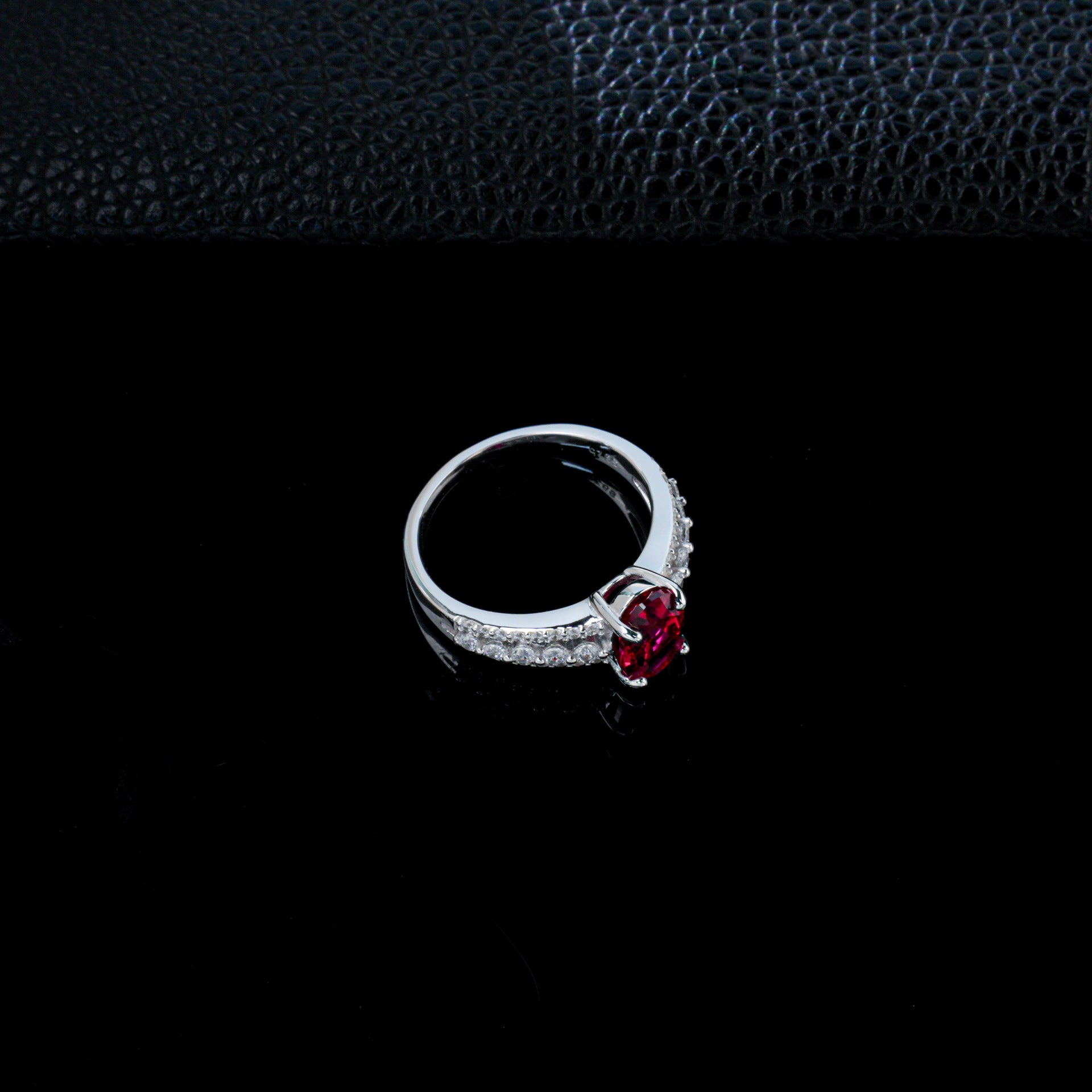 925 Sterling Silver Ruby Jewellery Set (Ring, Necklace, Earrings), Premium - Photo 3