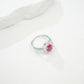 925 Sterling Silver Oval Gemstone Halo Pave Ring, Premium Girlfriend Gift - Photo 4