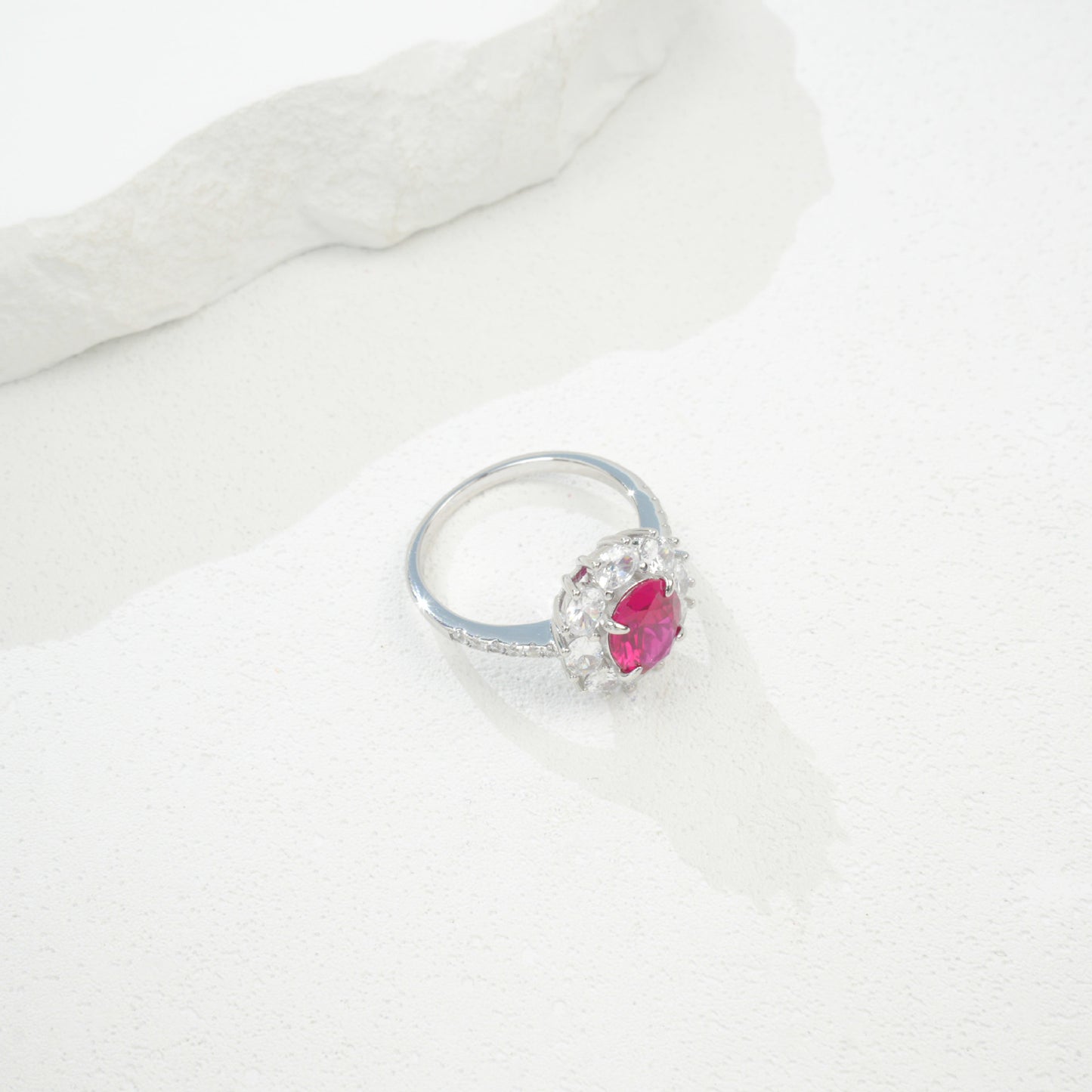 925 Sterling Silver Oval Gemstone Halo Pave Ring, Premium Girlfriend Gift - Photo 4