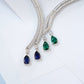 S925 Silver Necklace Emerald and Sapphire Pendant Diamond Chain, Premium Skin-Brightening - Photo 2