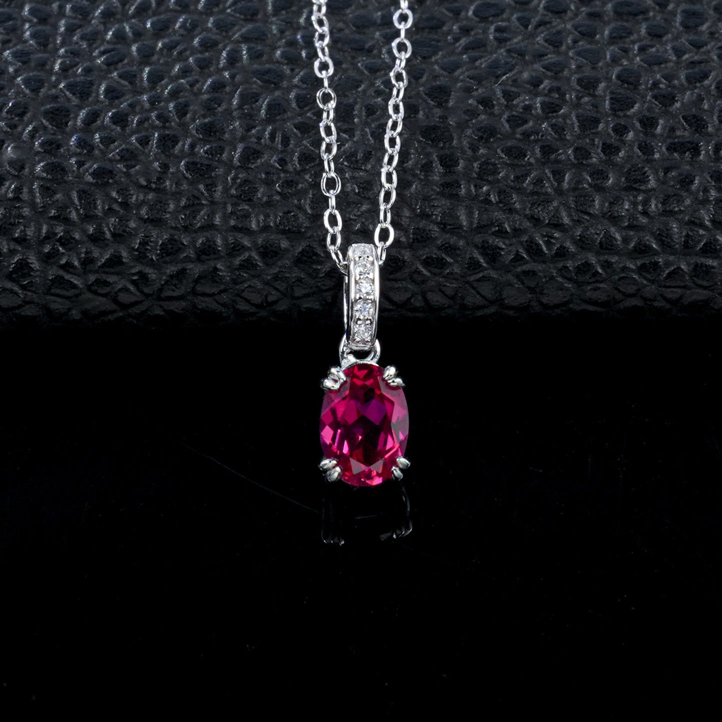 Simple Solitaire Ruby Silver Necklace, Small Versatile Jewellery - Photo 2