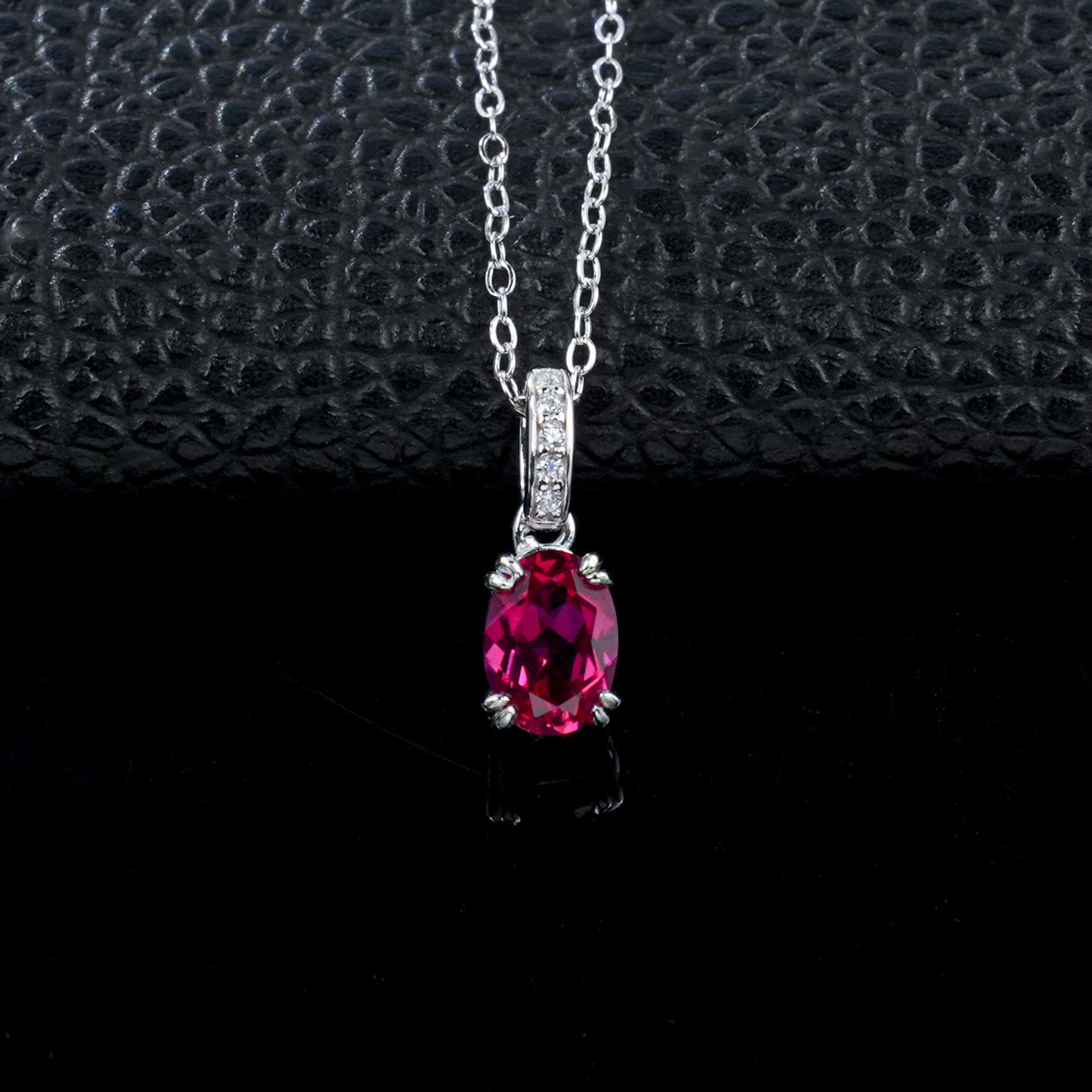 Simple Solitaire Ruby Silver Necklace, Small Versatile Jewellery - Photo 2