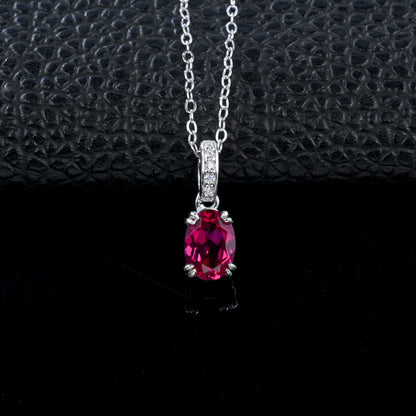 Simple Solitaire Ruby Silver Necklace, Small Versatile Jewellery - Photo 2
