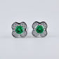 S925 Sterling Silver Lab Emerald Pave Earrings, Vintage Premium for Women - Photo 1