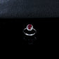 S925 Silver Lab Ruby Ring Sunflower Diamond Halo, Gift - Photo 2