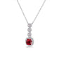 925 Sterling Silver Lab Ruby Cushion Necklace, Gentle Versatile - Photo 1