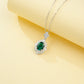 S925 Sterling Silver Lab Emerald Pave Pendant Necklace, Green Halo Versatile - Photo 4