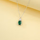 S925 Sterling Silver Lab Emerald Choker Necklace - Photo 4