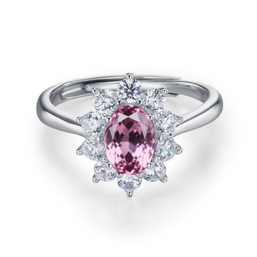 S925 Sterling Silver Lab Pink Diamond Ring, Sparkly Multi-Colour for Women - Photo 5