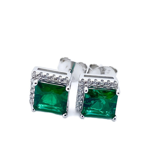 S925 Sterling Silver Lab Emerald Earrings, Sparkling Diamond Versatile - Photo 4