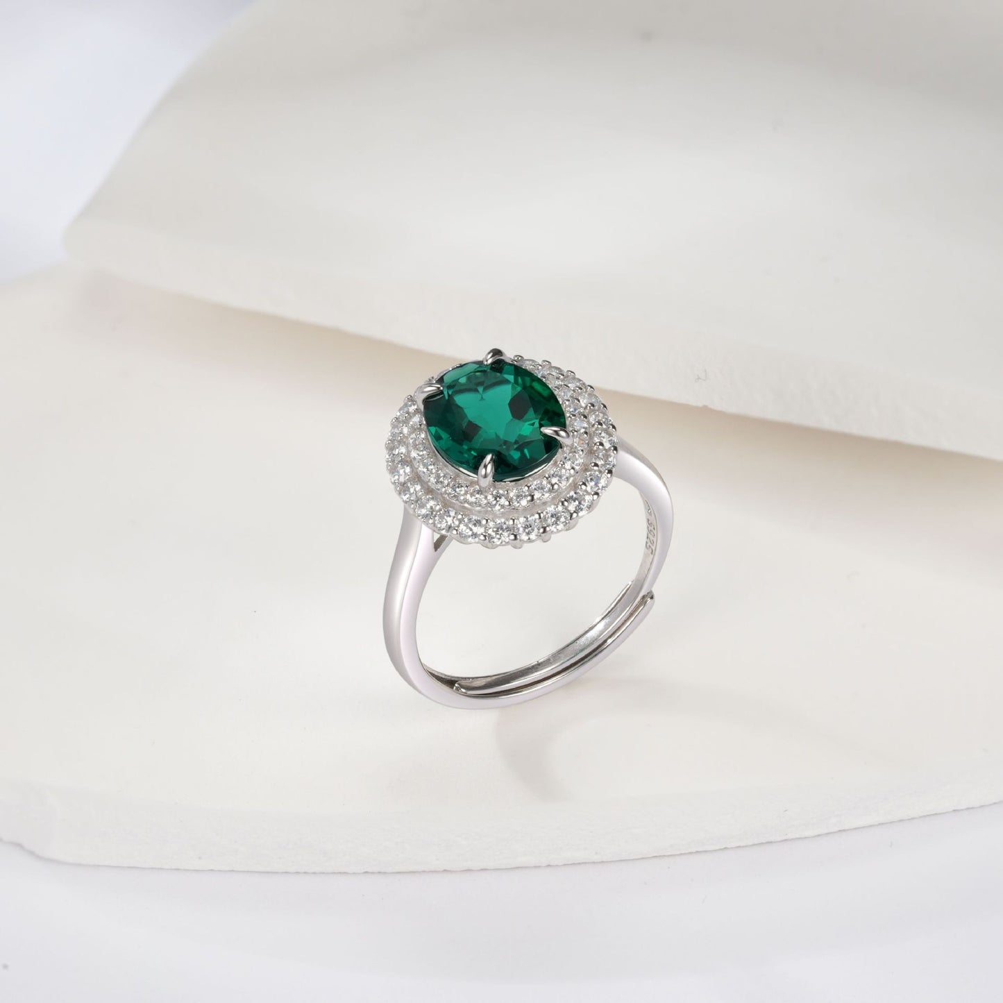 S925 Sterling Silver Lab Emerald Ring, Jewellery Design Premium - Photo 4