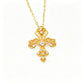 925 Sterling Silver 24K Yellow Gold Vintage Iris Hollow Carved Pave Necklace - Photo 5