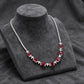S925 Sterling Silver Red Corundum Pave Necklace, Premium for Women - Photo 4