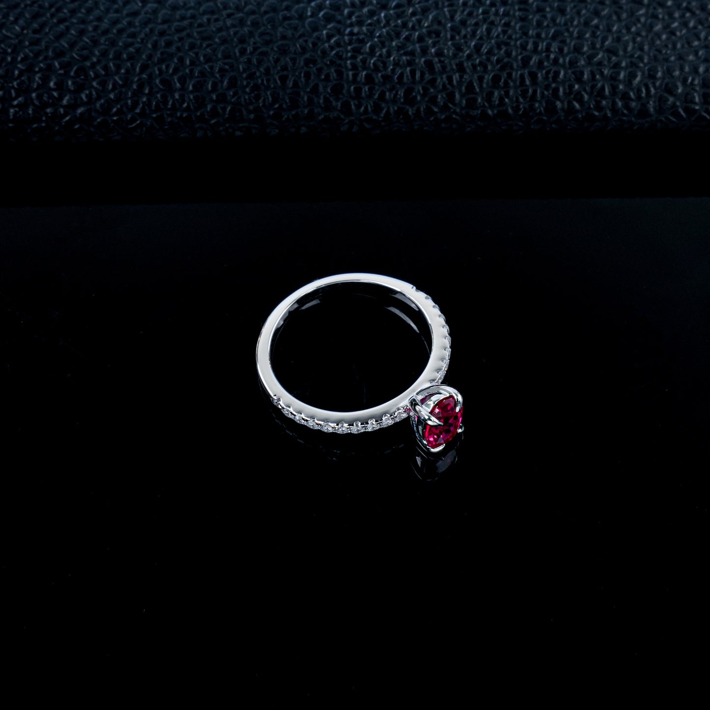 Lab Ruby Ring S925 Sterling Silver Oval 4-Claw Setting, Engagement Gemstone - Photo 4