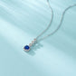 S925 Sterling Silver Royal Blue Lab Sapphire Three-Layer Round Pave Necklace, Premium for Women - Photo 4