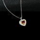 925 Sterling Silver Lab Ruby Heart Necklace, Premium Designer Versatile for Women - Photo 4