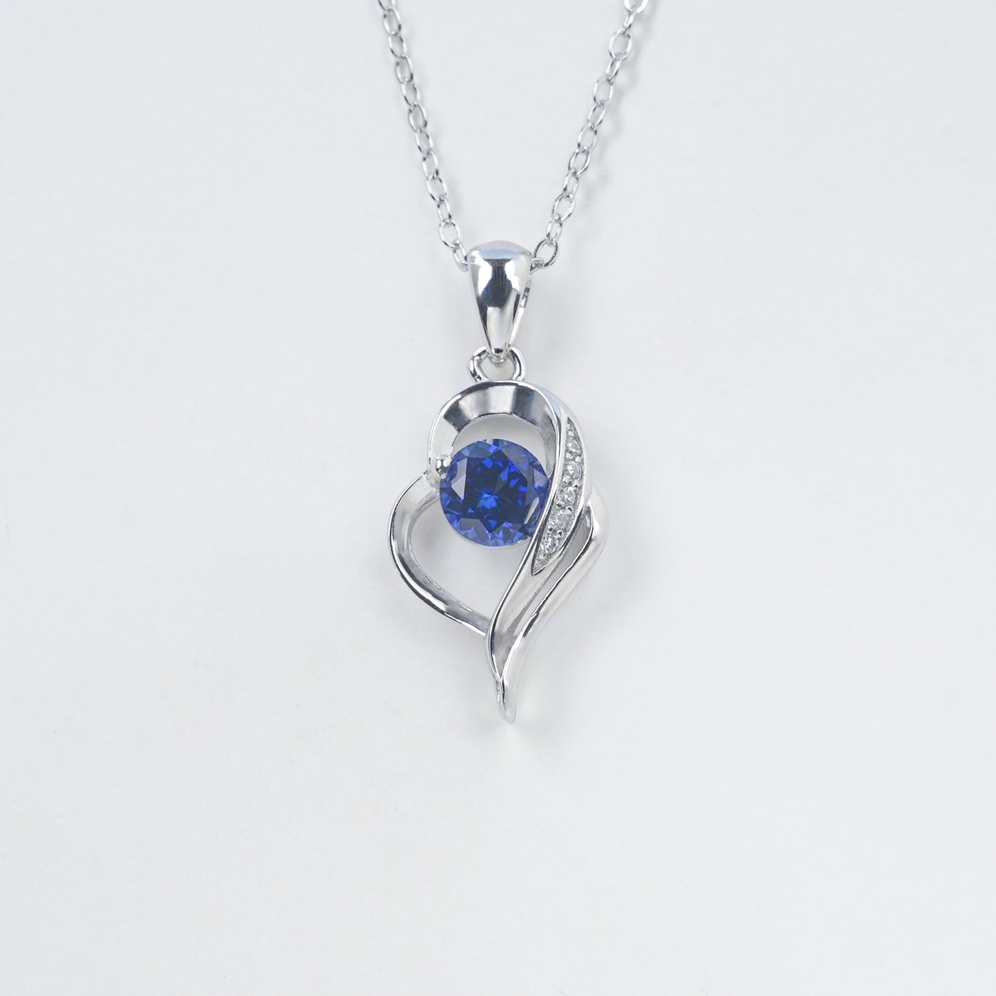 Heart Lab Sapphire Choker, Silver Pendant, Holiday - Photo 4