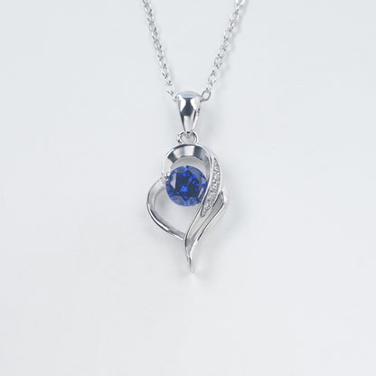 Heart Lab Sapphire Choker, Silver Pendant, Holiday - Photo 4