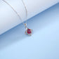S925 Sterling Silver Lab Ruby Four-Leaf Clover Necklace, Birthday Girlfriend Gift - Photo 3