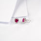 S925 Sterling Silver Lab Ruby Heart Halo Earrings, Date Versatile - Photo 4