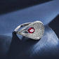 S925 Silver Ruby Teardrop Adjustable Ring, Vintage Versatile Gift - Photo 3
