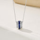 S925 Silver Lab Sapphire Cylinder Tube Pendant Necklace, Gemstone Versatile - Photo 2