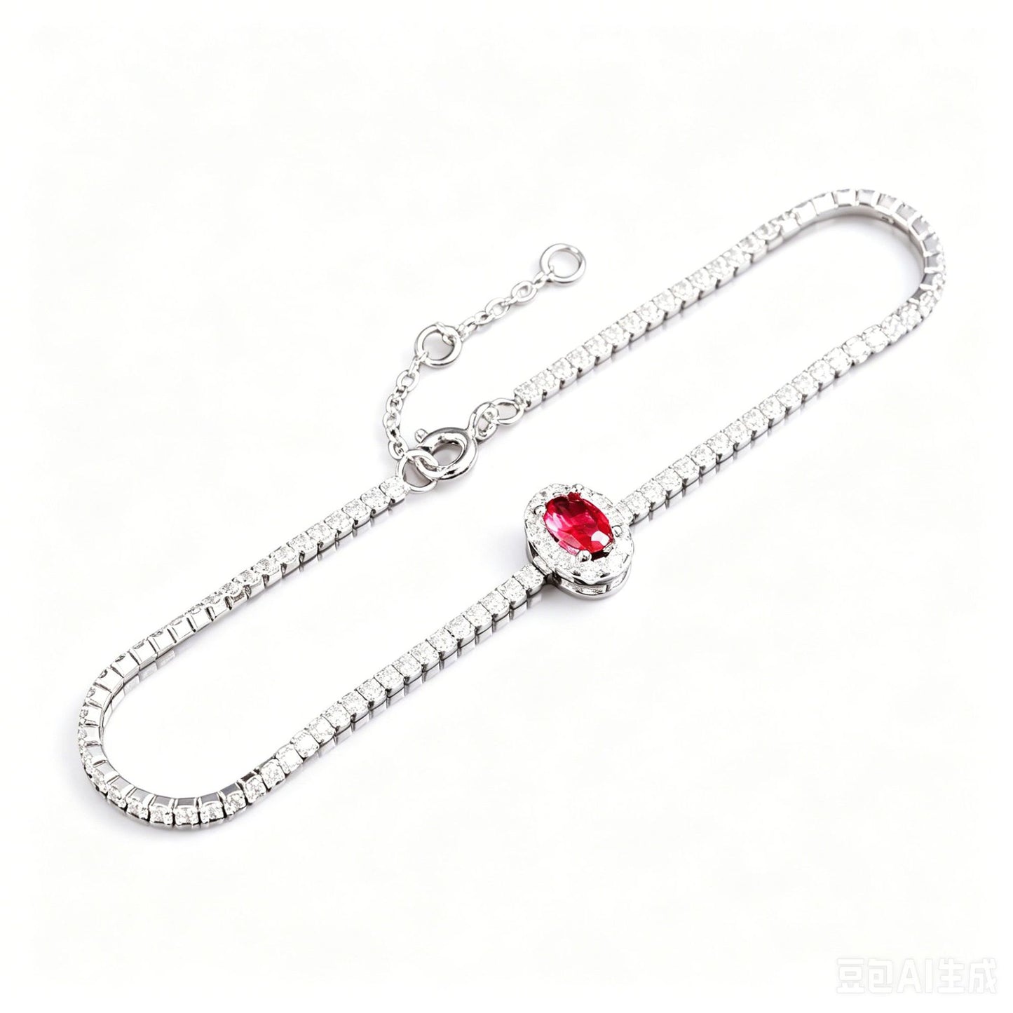 S925 Sterling Silver Lab Ruby Bracelet for Women, Premium Vintage - Photo 4