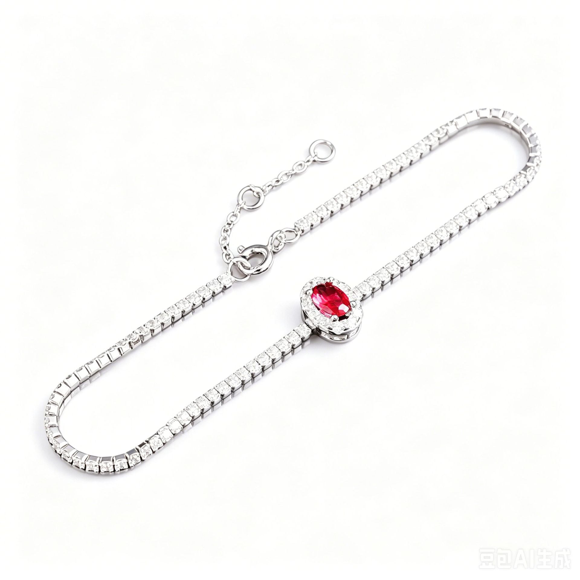S925 Sterling Silver Lab Ruby Bracelet for Women, Premium Vintage - Photo 4
