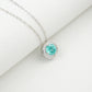 925 Sterling Silver Paraiba Green Garnet Round Pave Choker Necklace, Cool-Tone - Photo 4