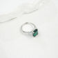 S925 Silver Lab Emerald Ring 4-Claw Side Diamond, Evening Wedding Gift - Photo 4