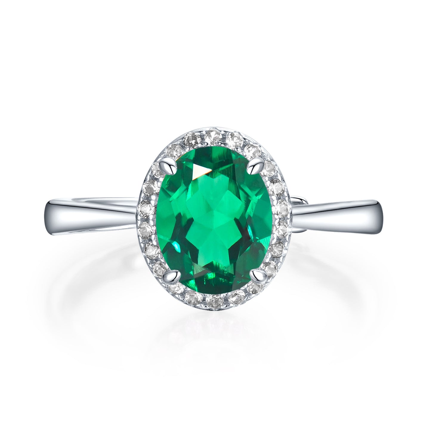 S925 Sterling Silver Lab Emerald Adjustable Ring, Premium Gift Stock - Photo 5
