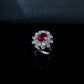 S925 Sterling Silver Oval Lab Ruby Sunflower Ring, Blooming Flower - Photo 6