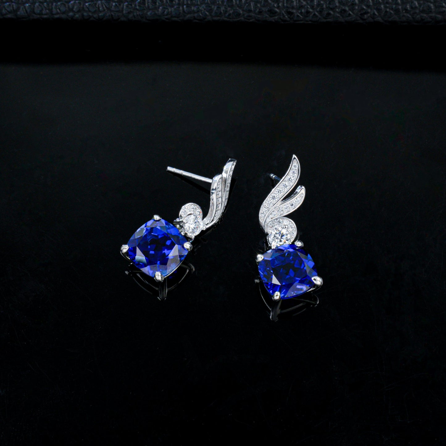 925 Sterling Silver Lab Sapphire Earrings for Women, Zircon Drop Elegant - Photo 6