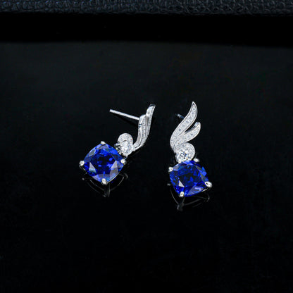 925 Sterling Silver Lab Sapphire Earrings for Women, Zircon Drop Elegant - Photo 6