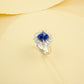 S925 Sterling Silver Lab Sapphire Sugar-Loaf Adjustable Ring, Designer - Photo 3