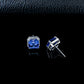 Lab Sapphire Stud Earrings S925 Silver Square 4-Claw Frame, Gemstone - Photo 4