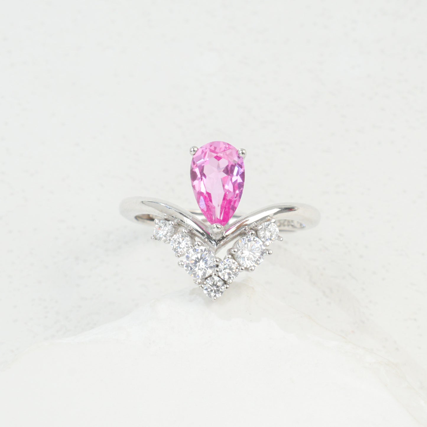 S925 Sterling Silver Lab Padparadscha Ring, Premium Anniversary Gift - Photo 5
