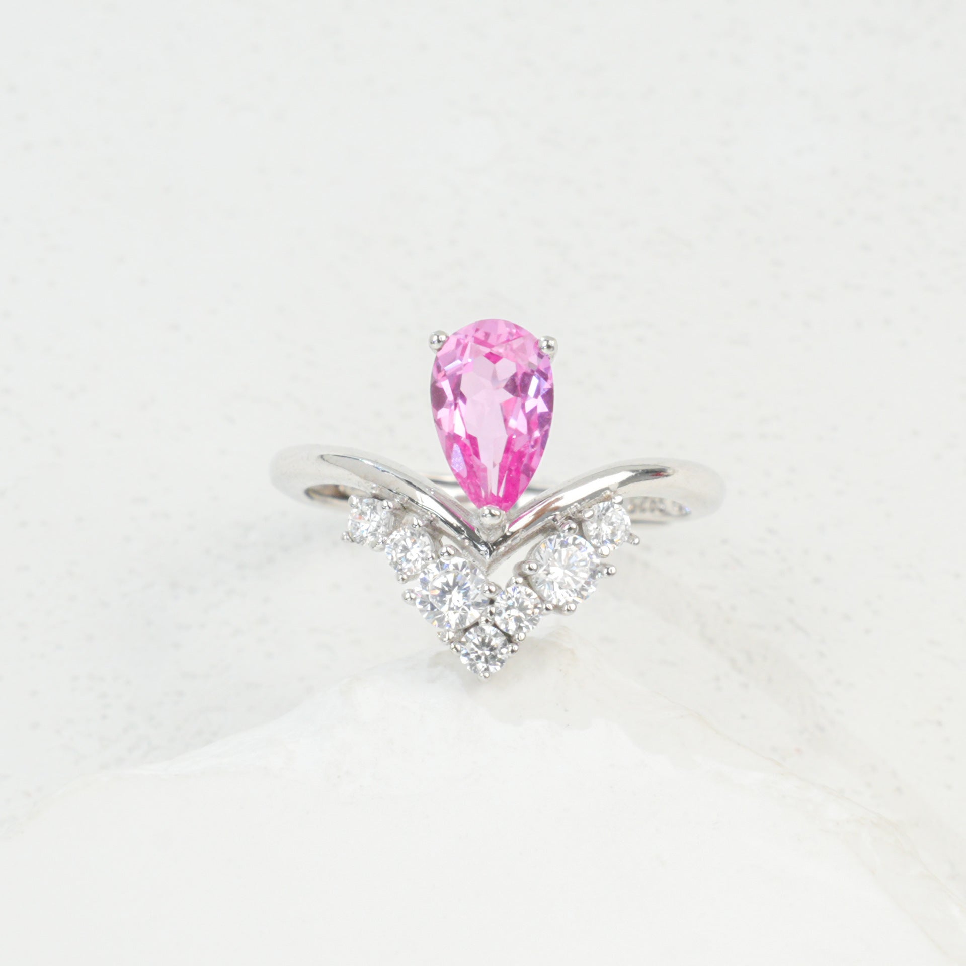 S925 Sterling Silver Lab Padparadscha Ring, Premium Anniversary Gift - Photo 5