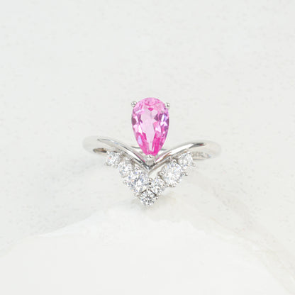S925 Sterling Silver Lab Padparadscha Ring, Premium Anniversary Gift - Photo 5